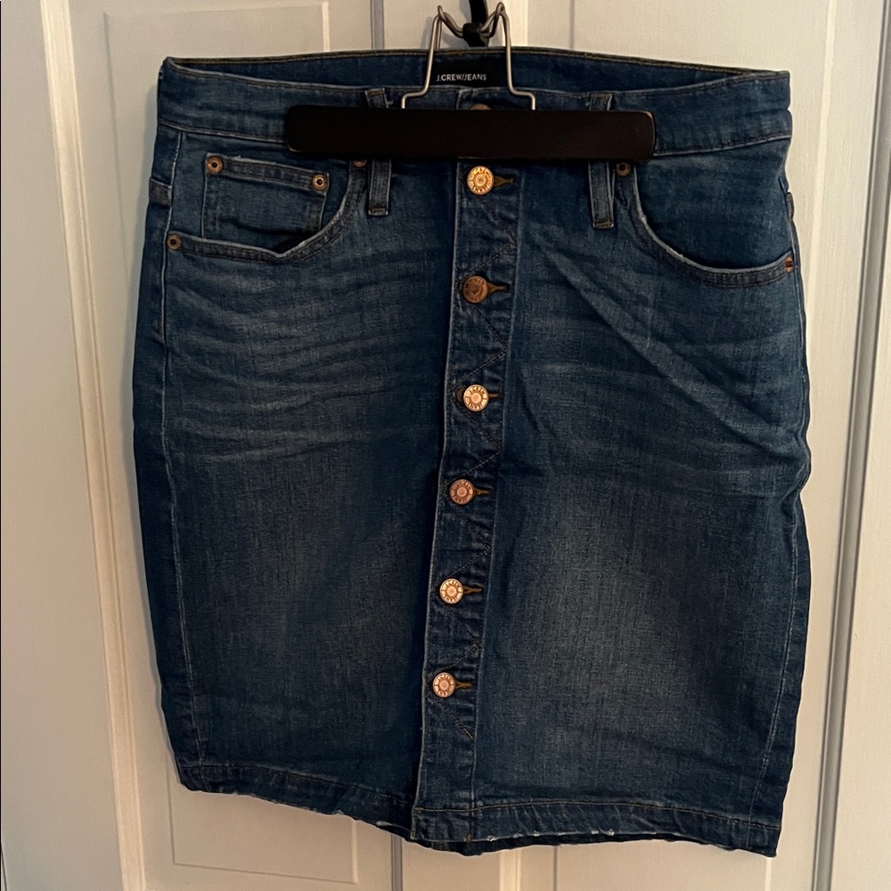 J. Crew Blue Denim Button Pencil Skirt